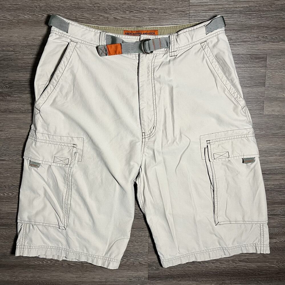 Vintage Y2K Abercrombie Fitch Cargo Shorts Men's M Belted Baggy Paratrooper EUC
